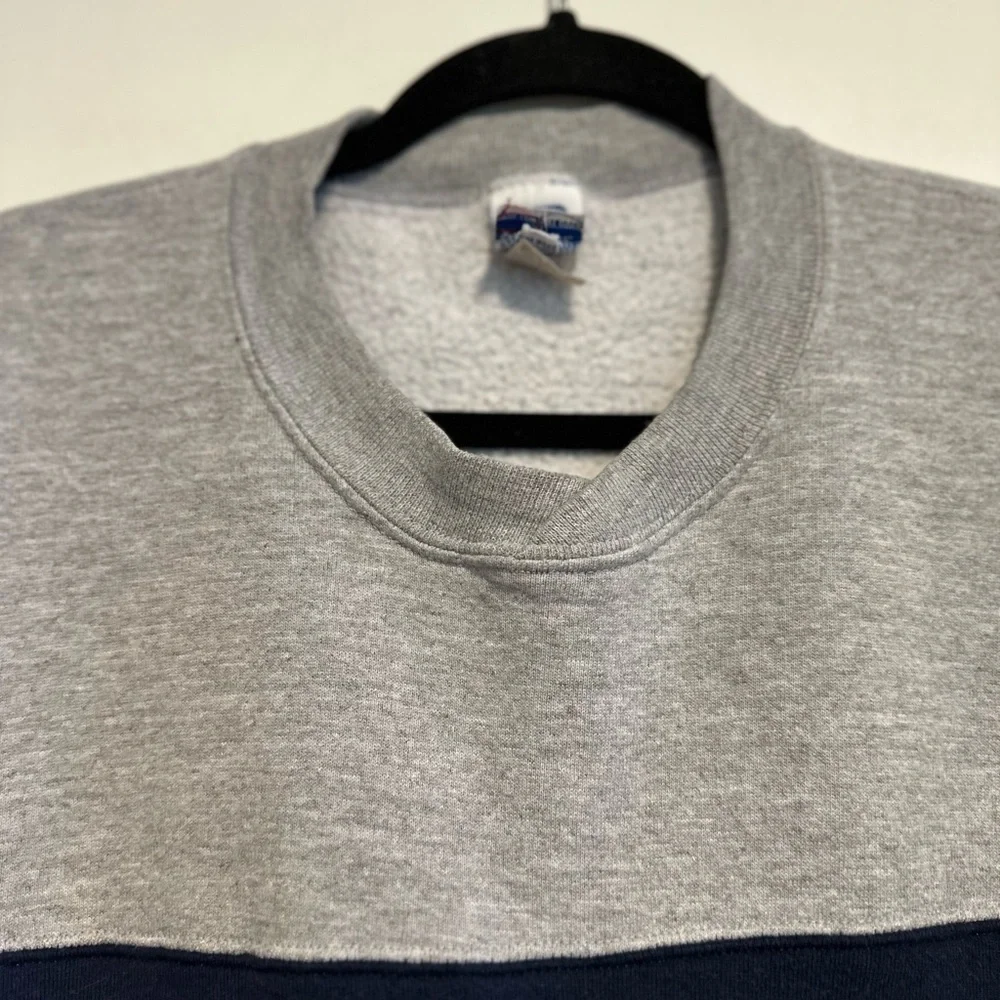 VTG 80s/90s Russell Athletic Sweatshirt Men XL Gray Colorblock Striped.